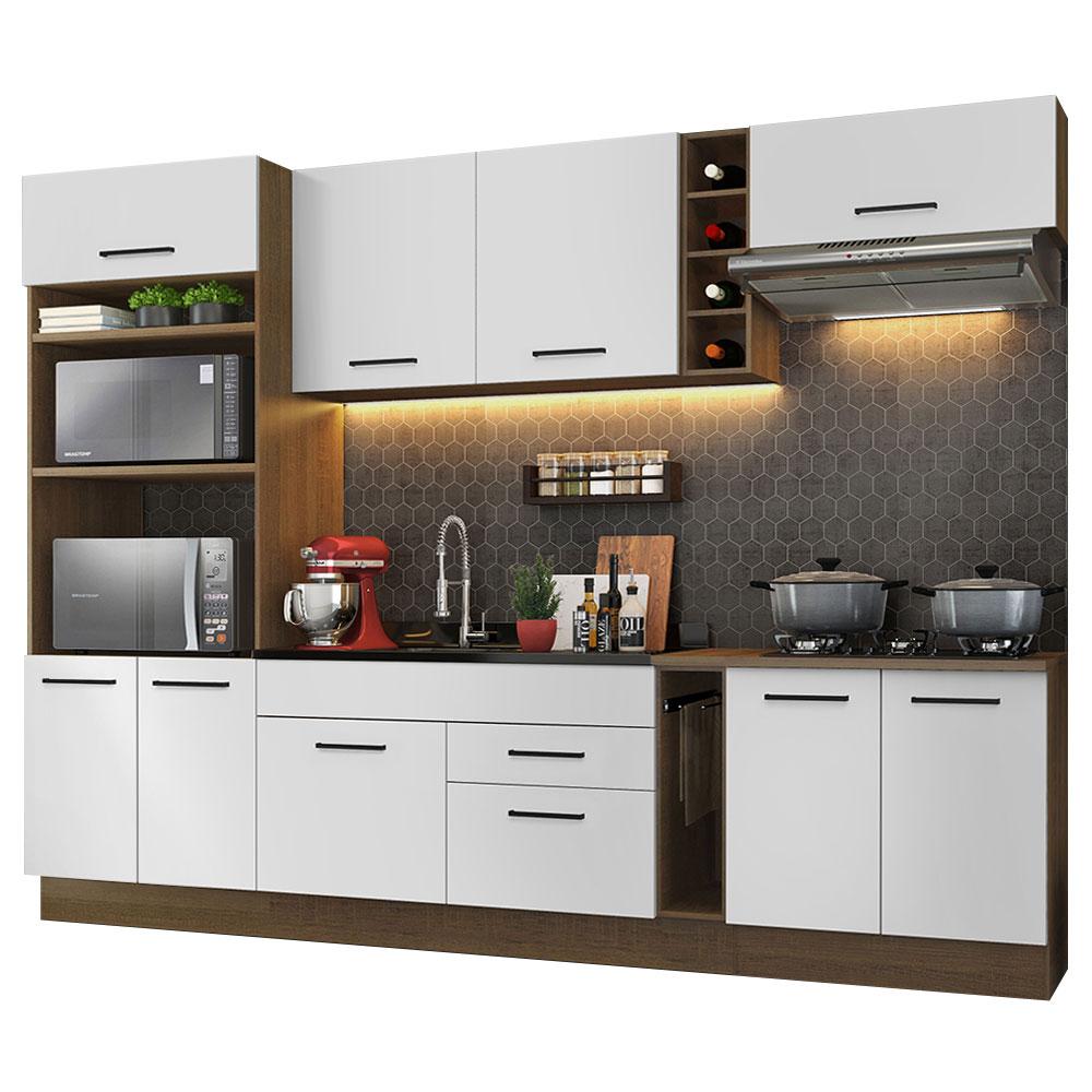 Cozinha Completa Madesa Agata 290001 com Armário e Balcão (Sem Tampo e Pia) - Rustic/Branco