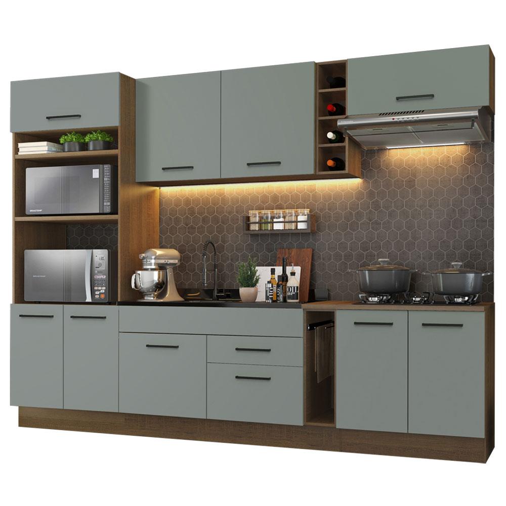 Cozinha Completa Madesa Agata 290001 com Armário e Balcão (Sem Tampo e Pia) - Rustic/Cinza