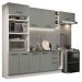 Cozinha Completa Madesa Agata 290003 com Armário e Balcão (Sem Tampo e Pia) - Branco/Cinza