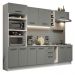 Cozinha Completa Madesa Agata 290006 com Armário e Balcão (Com Tampo) - Branco/Cinza