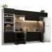 Cozinha Completa Madesa Agata 350001 com Armário e Balcão (Sem Tampo e Pia) - Branco/Preto