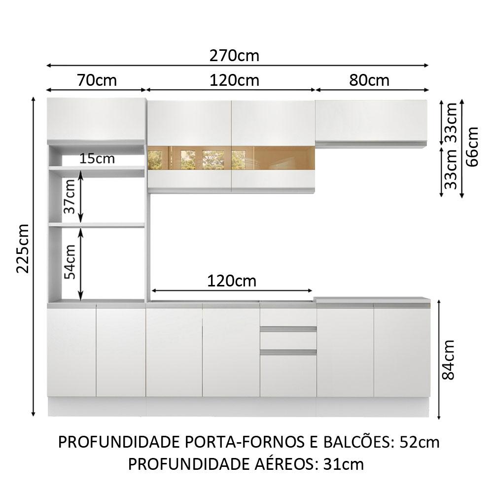Cozinha Completa Madesa Atenas 10 Portas 3 Gavetas (Sem Tampo e Pia)