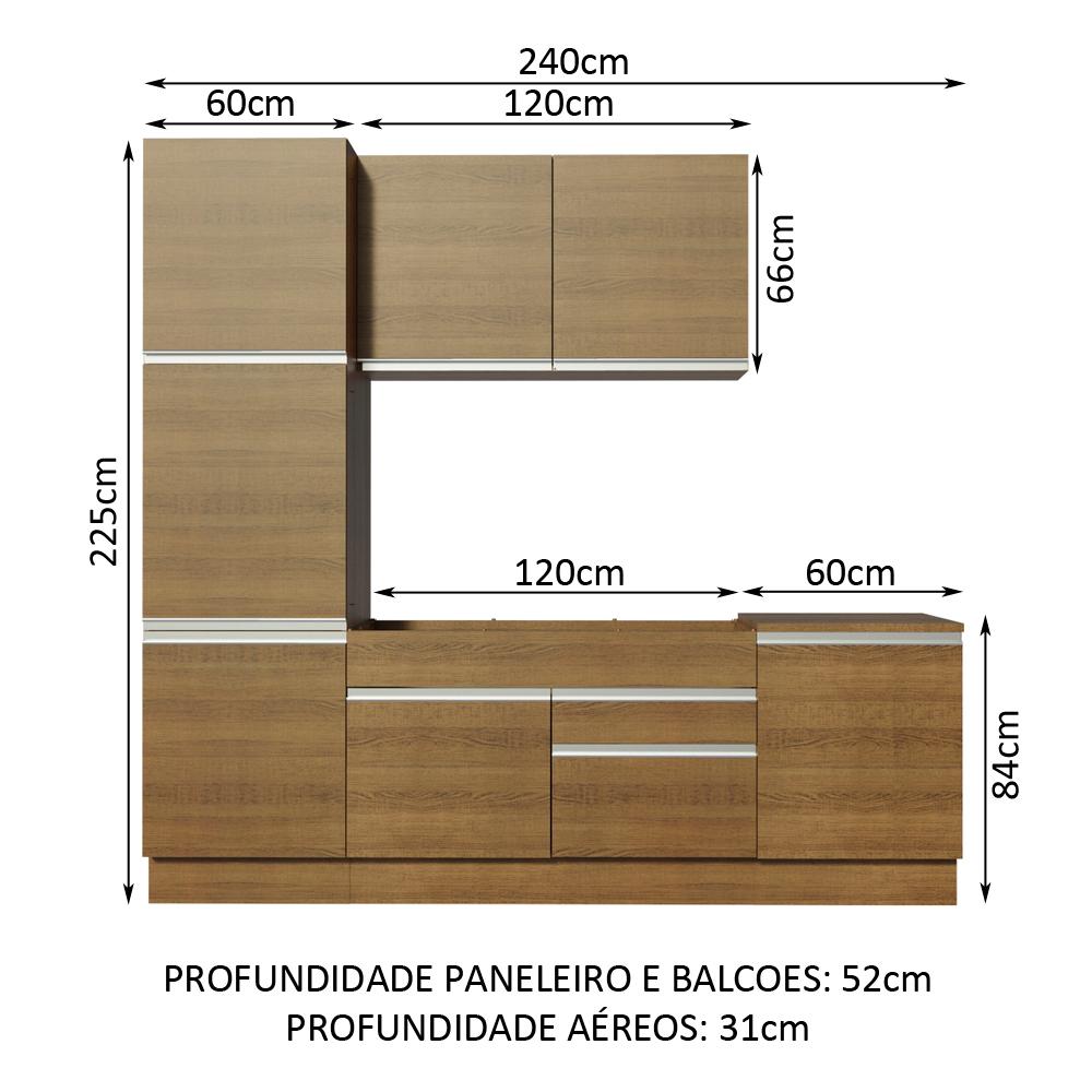 Cozinha Completa Madesa Bari com Armário e Balcão (Sem Tampo e Pia)