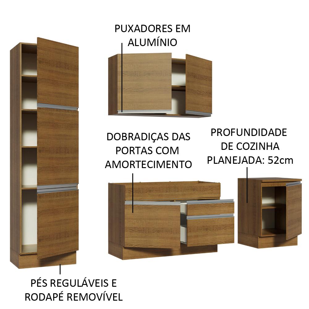 Cozinha Completa Madesa Bari com Armário e Balcão (Sem Tampo e Pia)