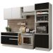 Cozinha Completa Madesa Cristal com Armário e Balcão (Sem Tampo e Pia) - Branco/Preto/Branco