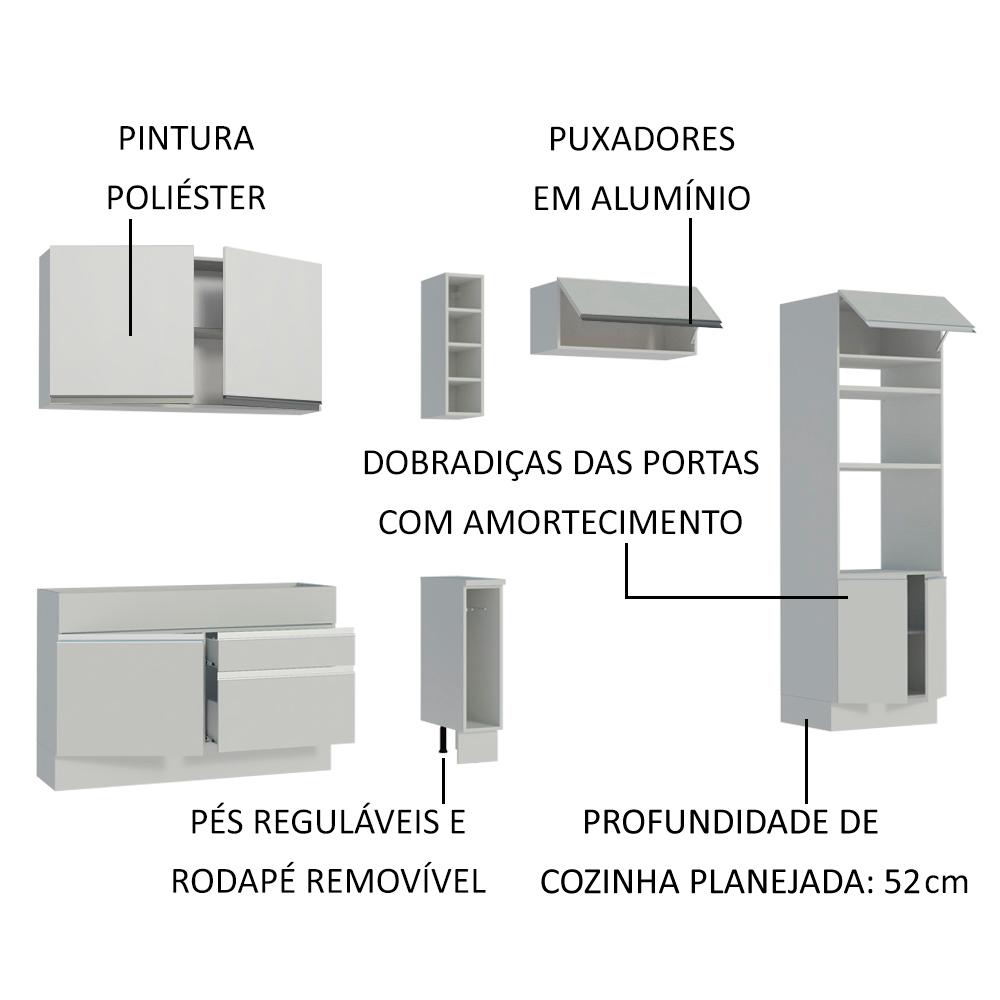 Cozinha Completa Madesa Cristal com Armário e Balcão (Sem Tampo e Pia)