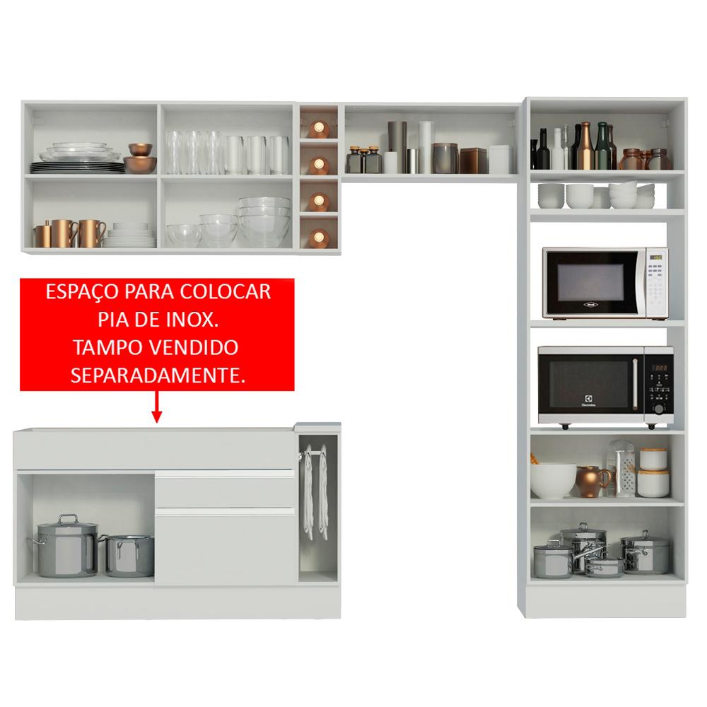 Cozinha Completa Madesa Cristal com Armário e Balcão (Sem Tampo e Pia)