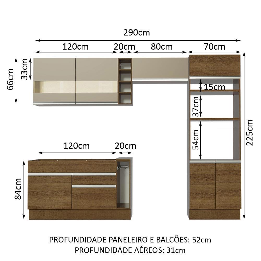 Cozinha Completa Madesa Cristal com Armário e Balcão (Sem Tampo e Pia)