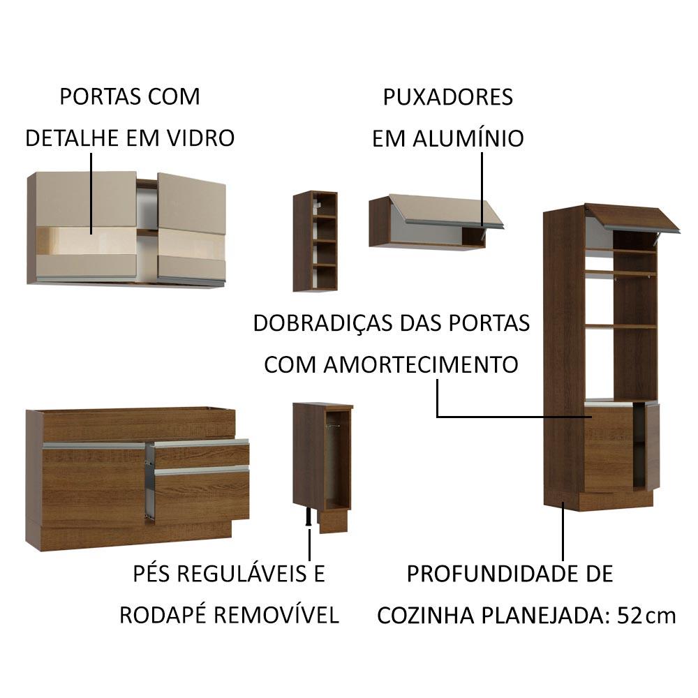 Cozinha Completa Madesa Cristal com Armário e Balcão (Sem Tampo e Pia)