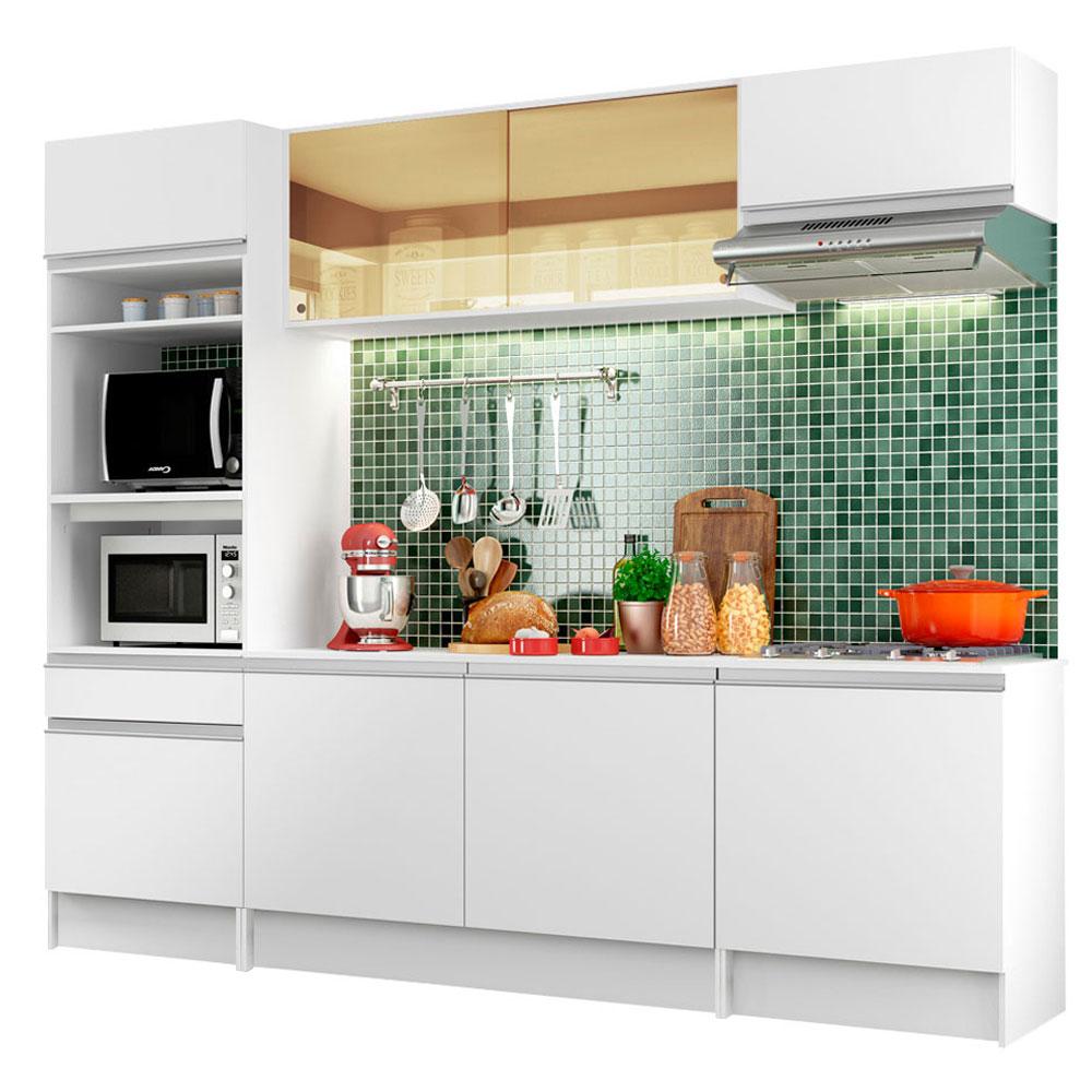 Cozinha Completa Madesa Diamante com Armário, Balcão e Tampo - Branco