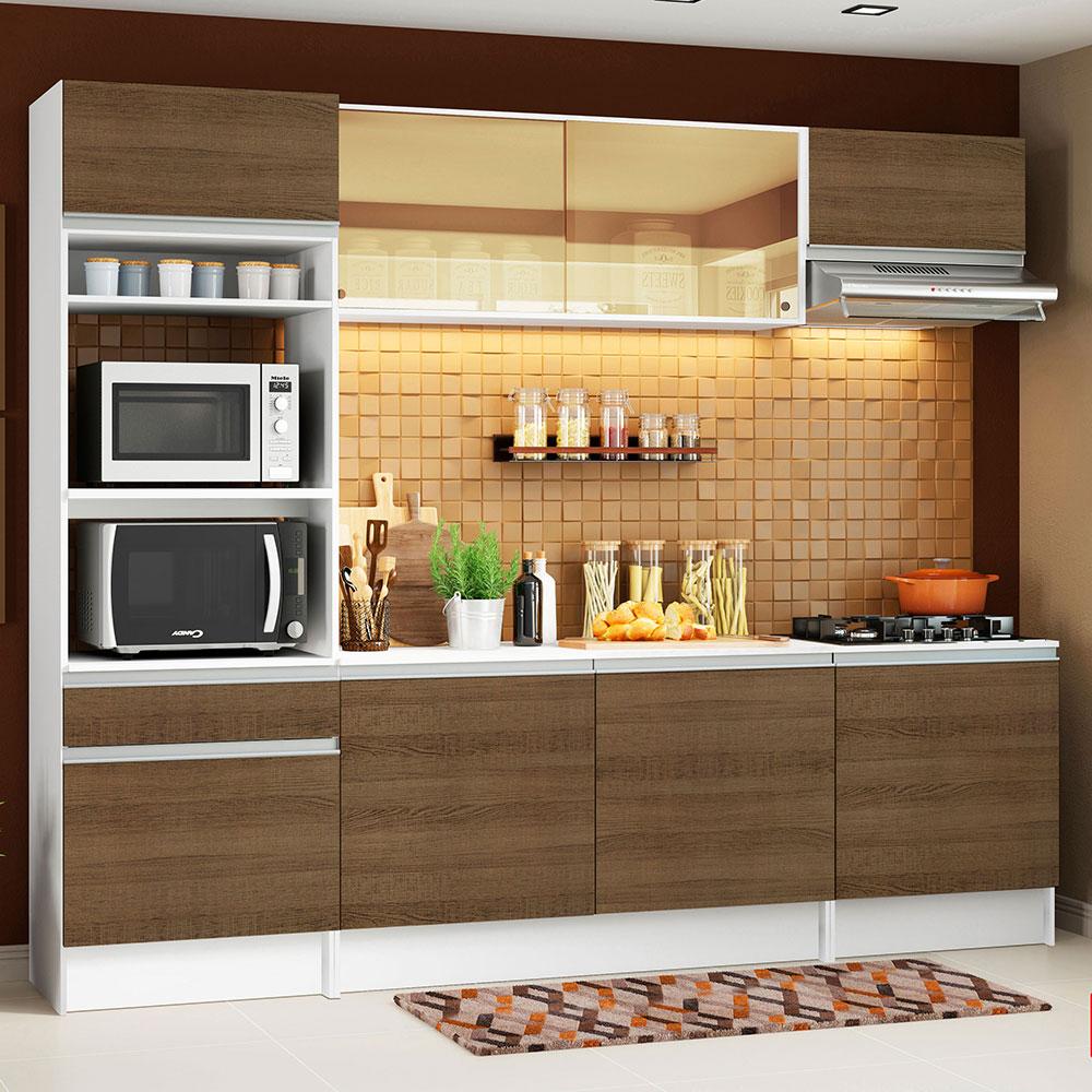Cozinha Completa Madesa Diamante com Armário, Balcão e Tampo - Branco/Rustic
