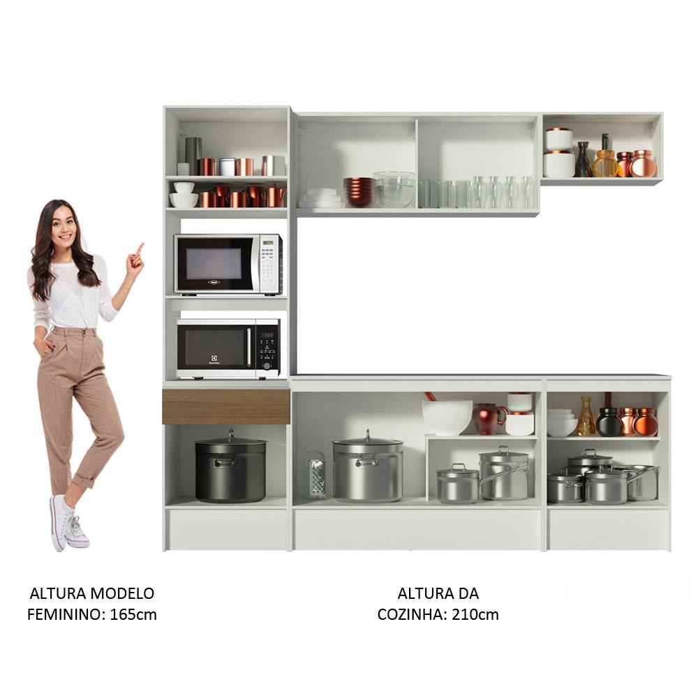 Cozinha Completa Madesa Diamante com Armário, Balcão e Tampo - Branco/Rustic