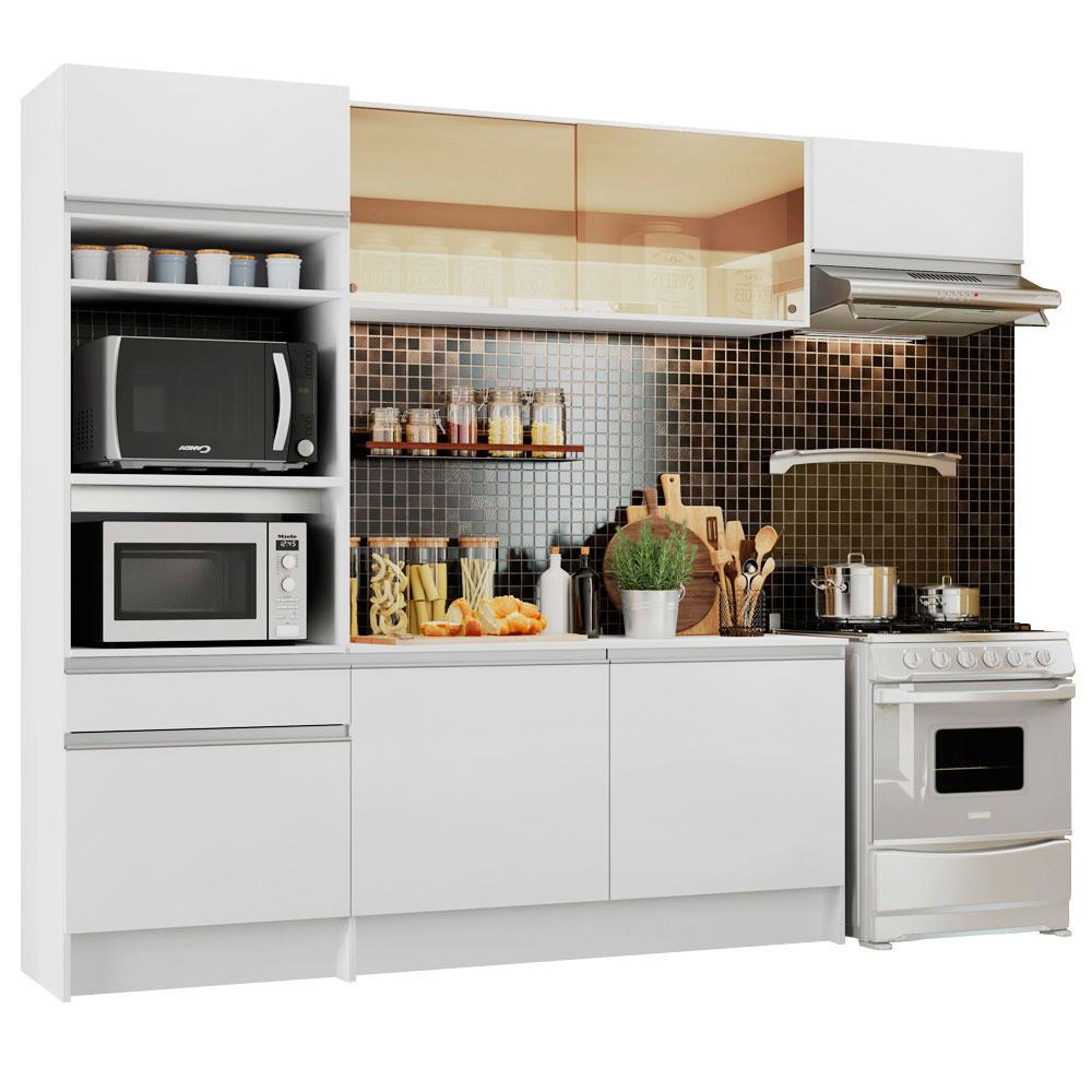 Cozinha Completa Madesa Diamante com Um Balcão, Armário e Tampo - Branco