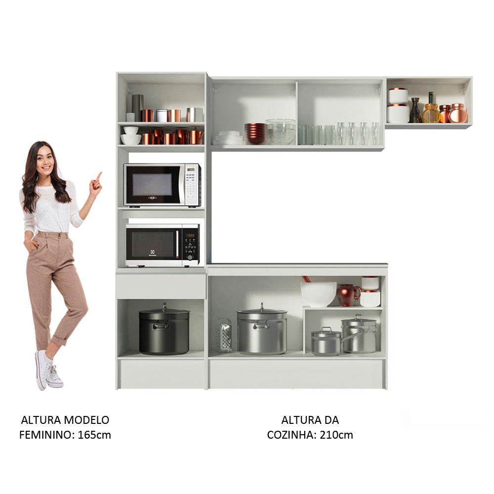 Cozinha Completa Madesa Diamante com Um Balcão, Armário e Tampo - Branco