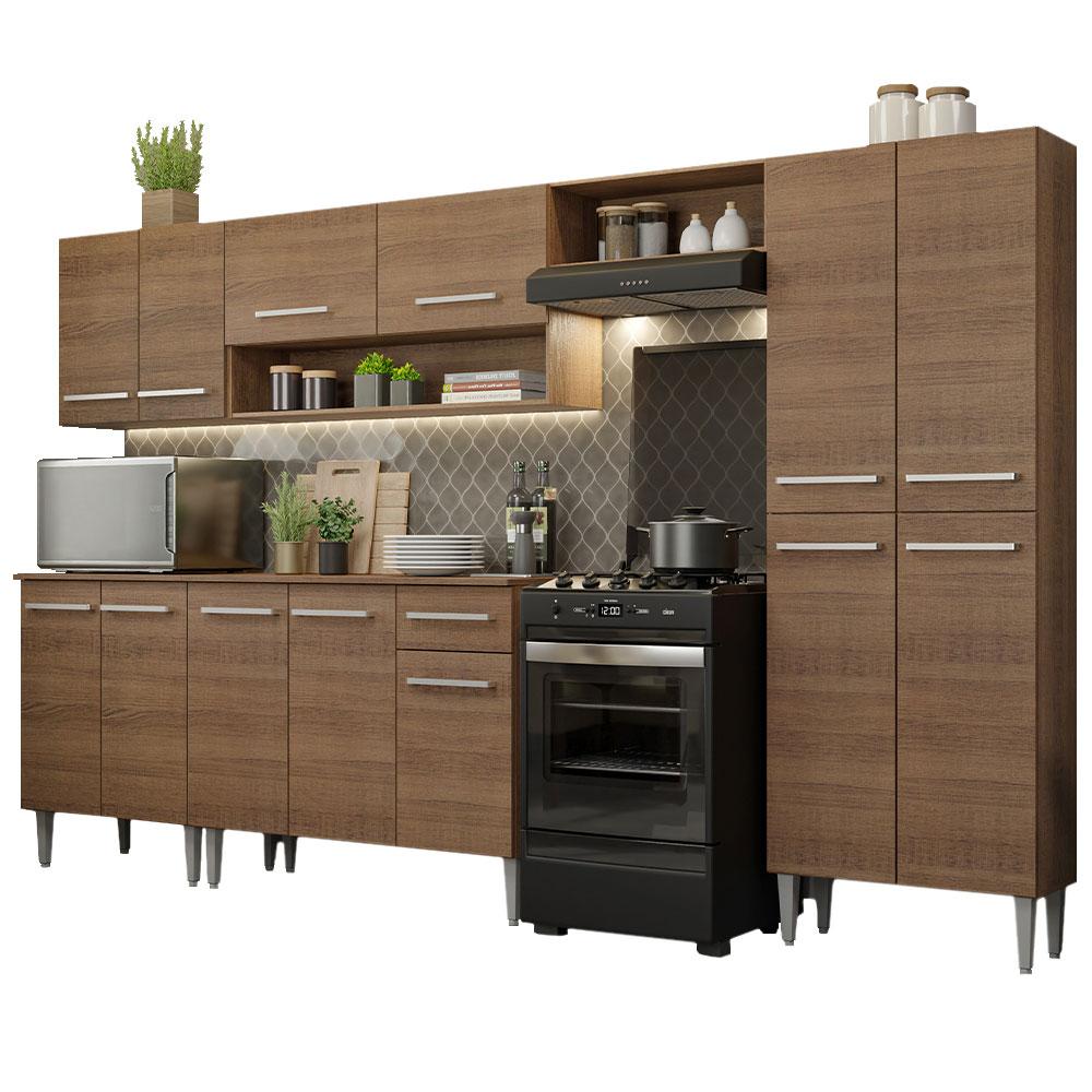 Cozinha Completa Madesa Emilly 293001 com Armário e Balcão - Rustic