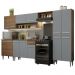 Cozinha Completa Madesa Emilly 293001 com Armário e Balcão - Rustic/Cinza