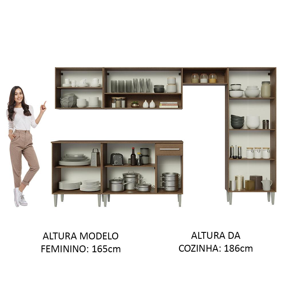 Cozinha Completa Madesa Emilly 293001 com Armário e Balcão - Rustic/Cinza