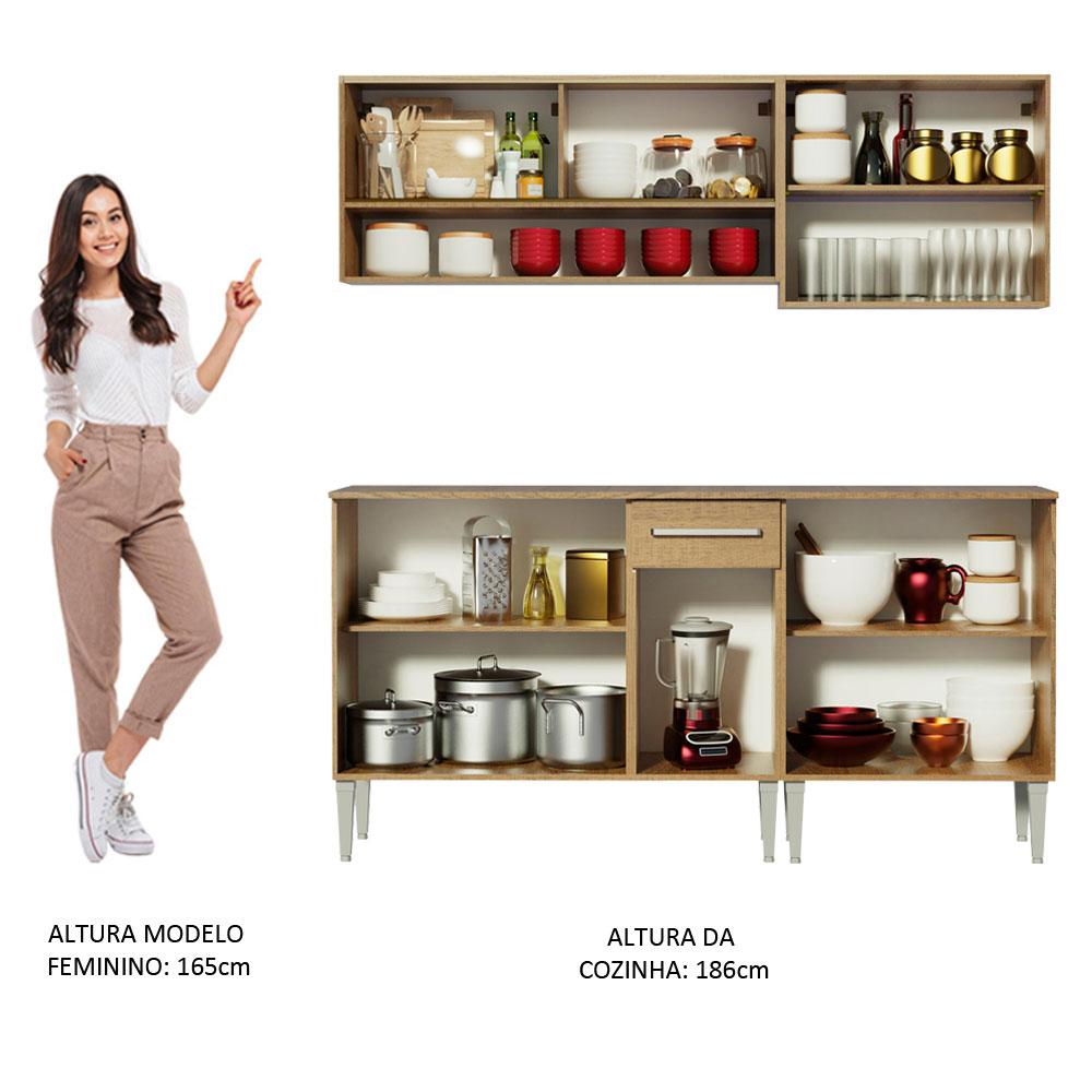 Cozinha Completa Madesa Emilly Dance com Balcão e Armário Vidro Reflex