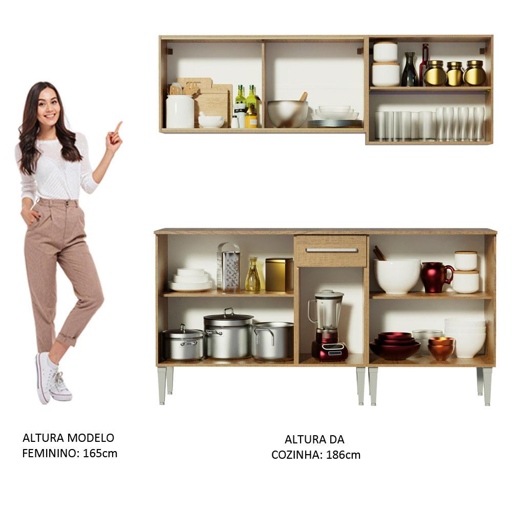 Cozinha Completa Madesa Emilly Drive com Balcão e Armário Aéreo Reflex