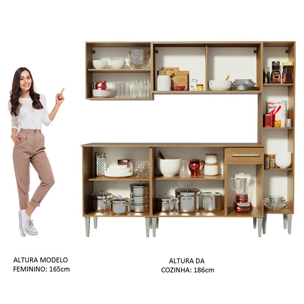 Cozinha Completa Madesa Emilly Fast com Balcão, Armário Vidro e Paneleiro