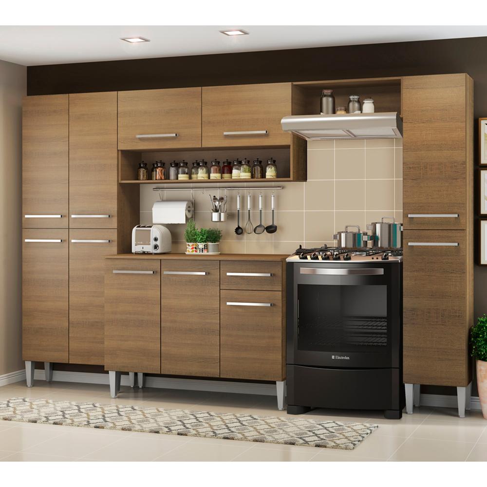 Cozinha Completa Madesa Emilly Hit com Armário e Balcão - Rustic
