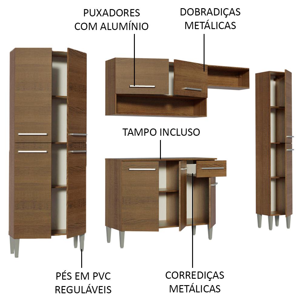 Cozinha Completa Madesa Emilly Hit com Armário e Balcão - Rustic