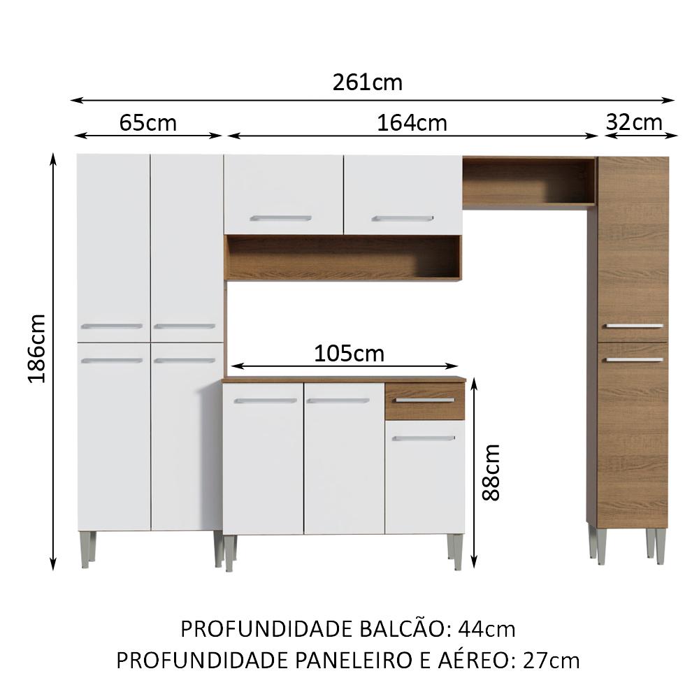Cozinha Completa Madesa Emilly Hit com Armário e Balcão - Rustic/Branco