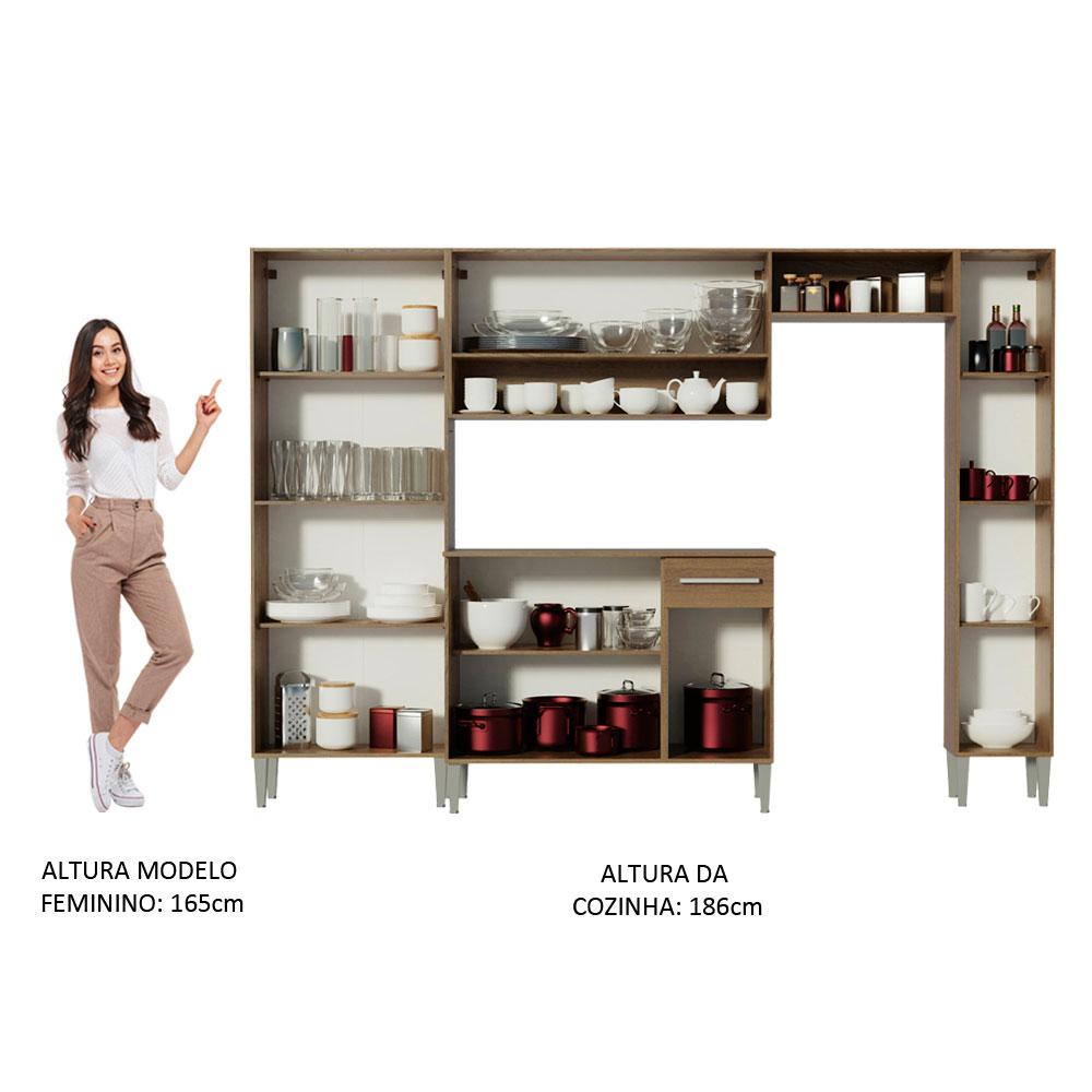 Cozinha Completa Madesa Emilly Hit com Armário e Balcão - Rustic/Branco