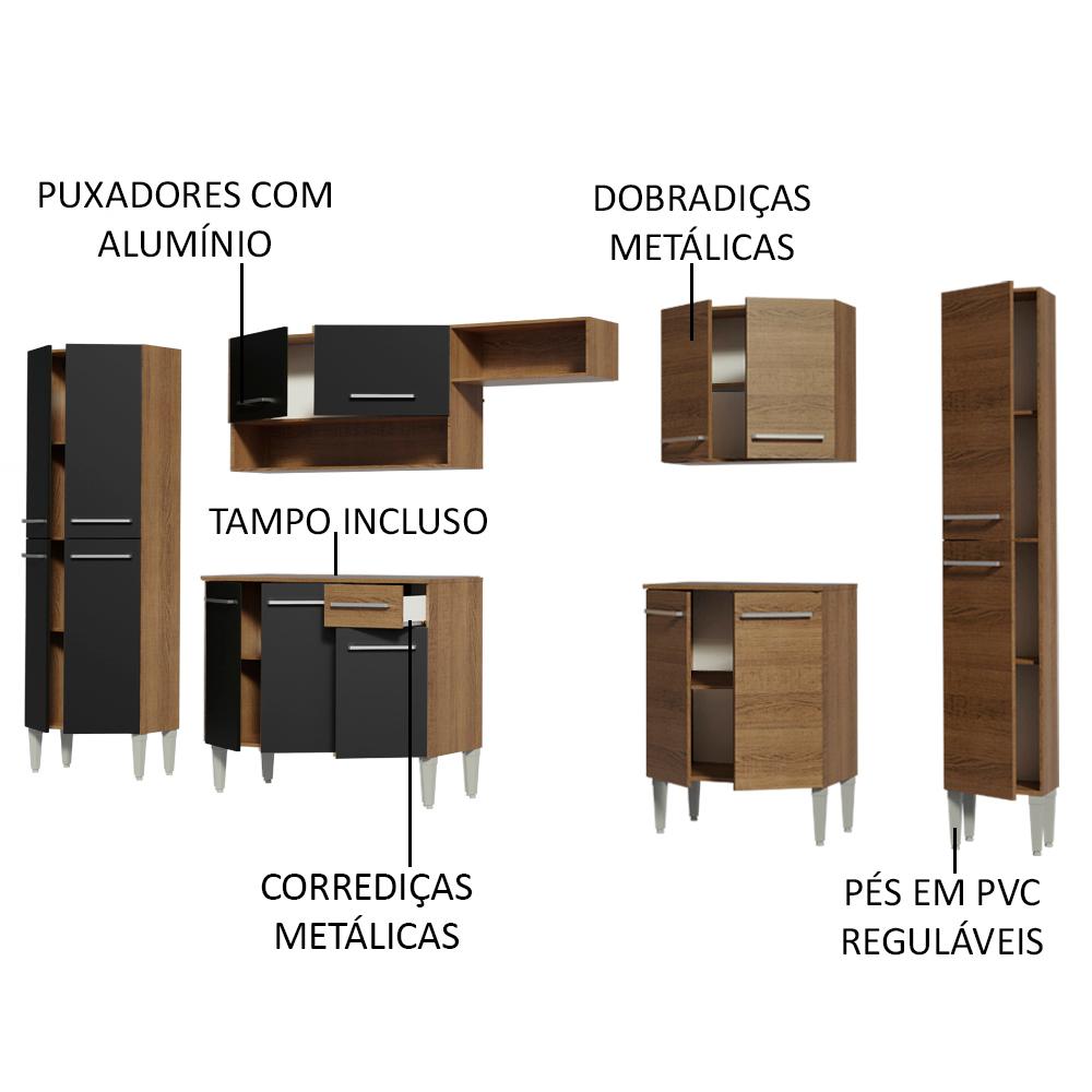 Cozinha Completa Madesa Emilly Joy com Armário e Balcão 15 Portas 1 Gaveta
