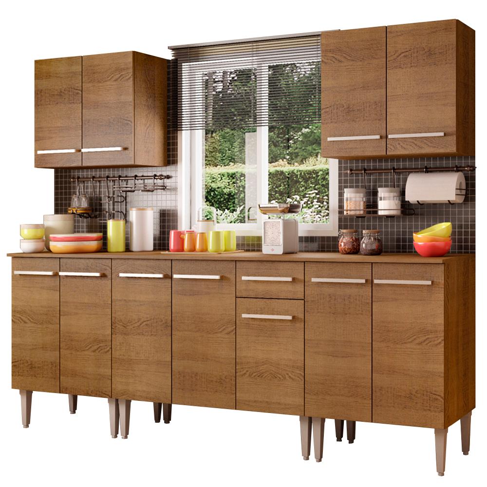 Cozinha Completa Madesa Emilly King com Balcão e Armário - Rustic