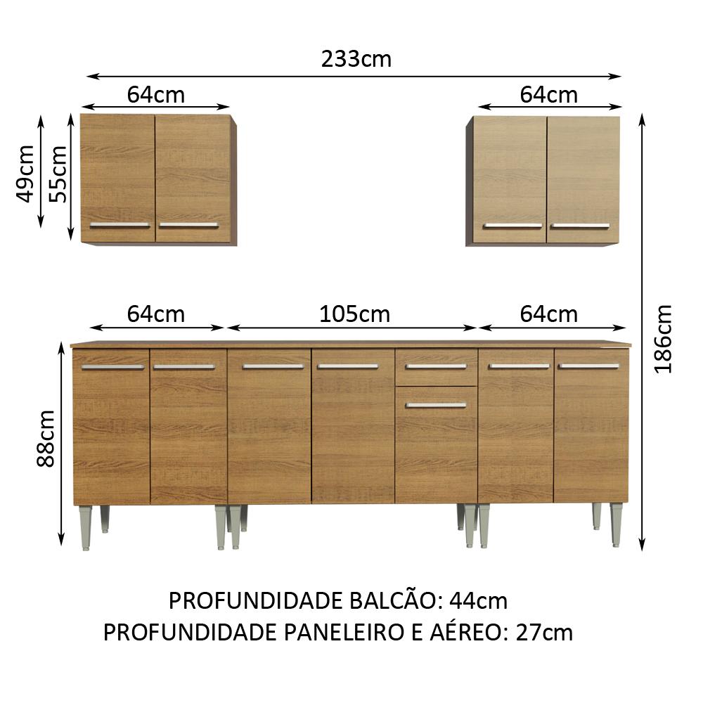 Cozinha Completa Madesa Emilly King com Balcão e Armário - Rustic