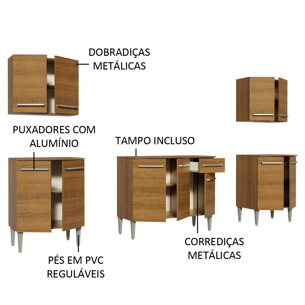 Cozinha Completa Madesa Emilly King com Balcão e Armário - Rustic