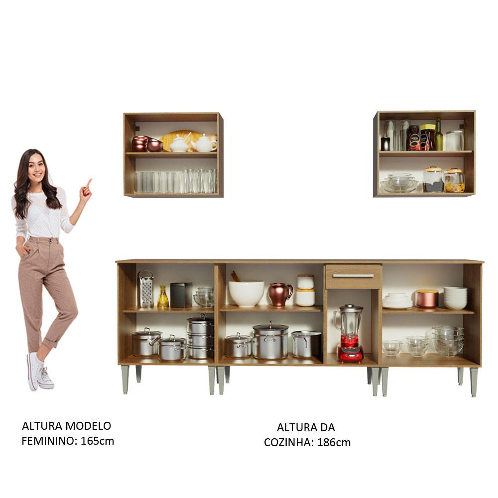 Cozinha Completa Madesa Emilly King com Balcão e Armário - Rustic