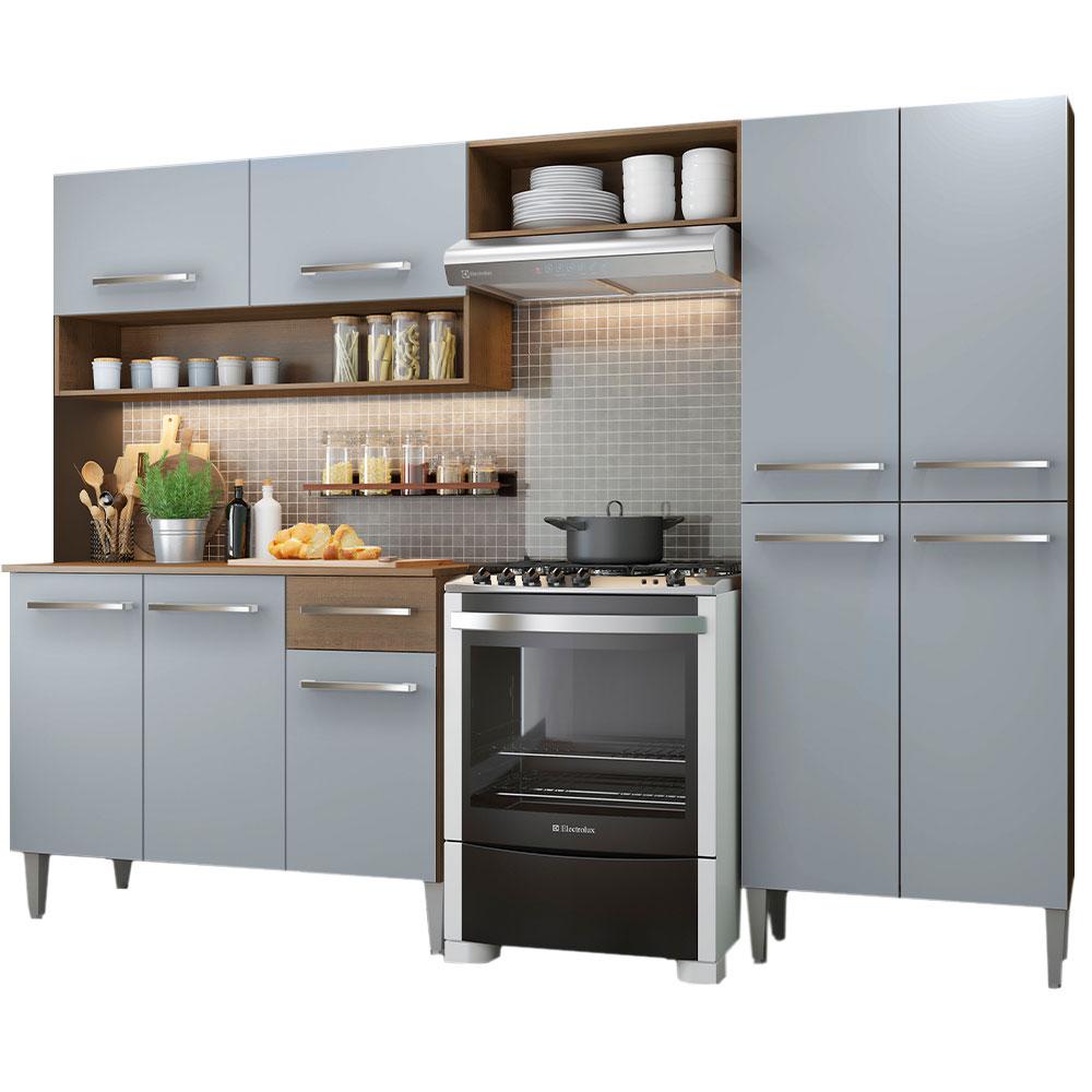 Cozinha Completa Madesa Emilly Pop com Armário e Balcão - Rustic/Cinza