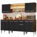Cozinha Completa Madesa Emilly Smile com Balcão e Armário Vidro Reflex - Rustic/Preto