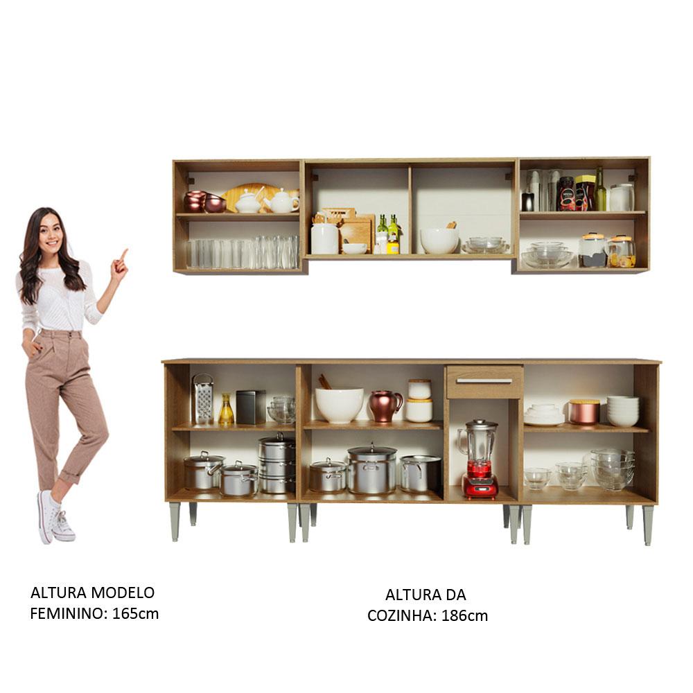 Cozinha Completa Madesa Emilly Wind com Balcão e Armário Aéreo