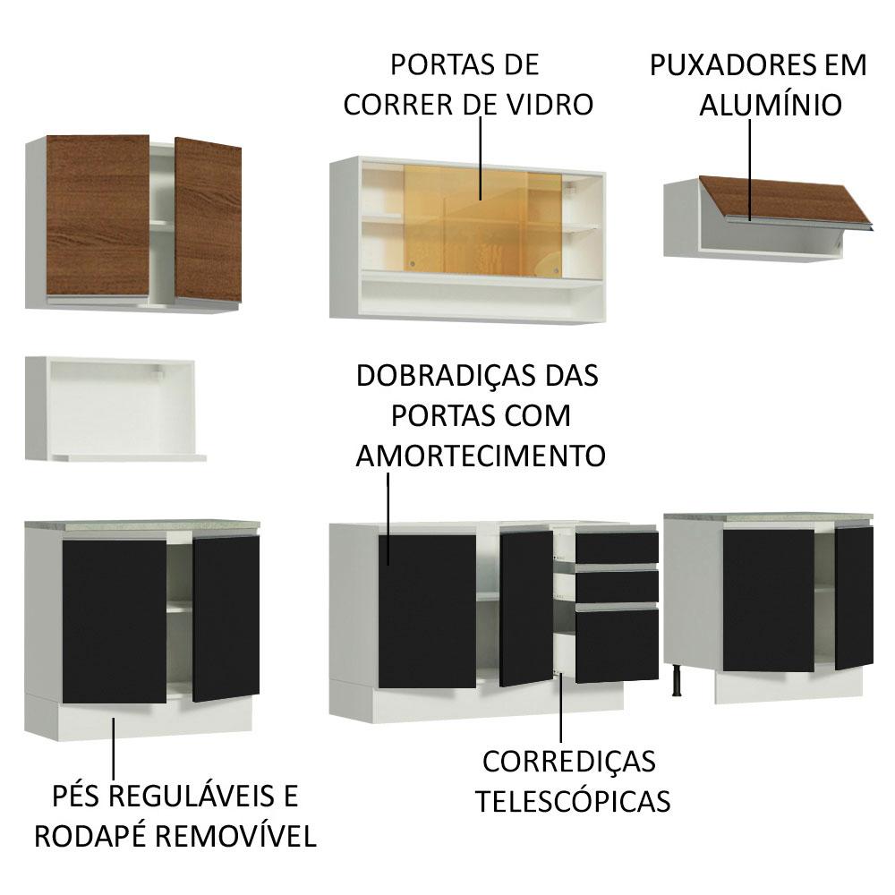 Cozinha Completa Madesa Genova com Armário e Balcão (Sem Tampo e Pia)