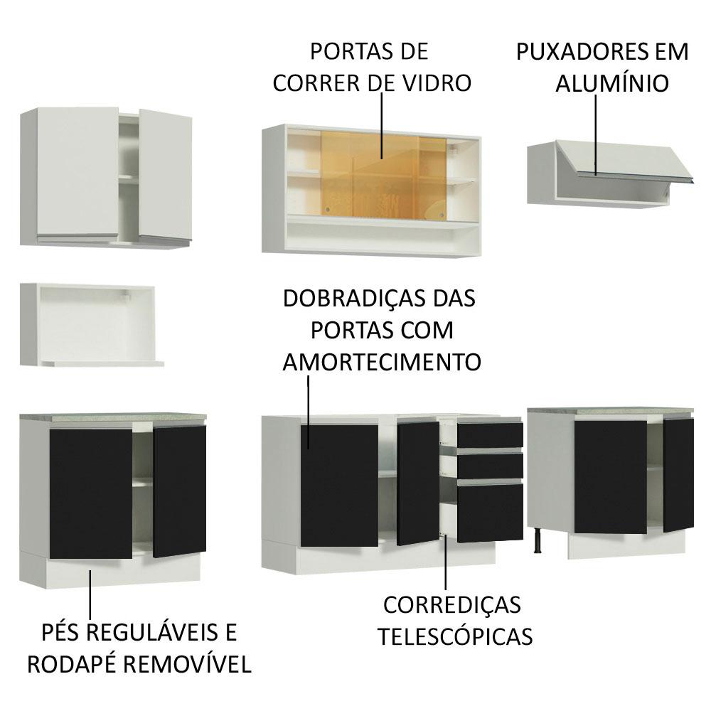 Cozinha Completa Madesa Genova com Armário e Balcão (Sem Tampo e Pia)