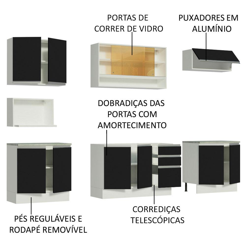 Cozinha Completa Madesa Genova com Armário e Balcão (Sem Tampo e Pia)