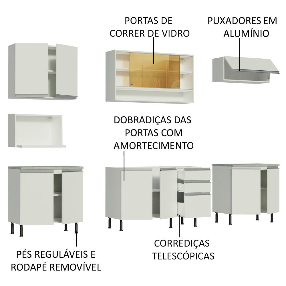 Cozinha Completa Madesa Genova com Armário e Balcão (Sem Tampo e Pia)
