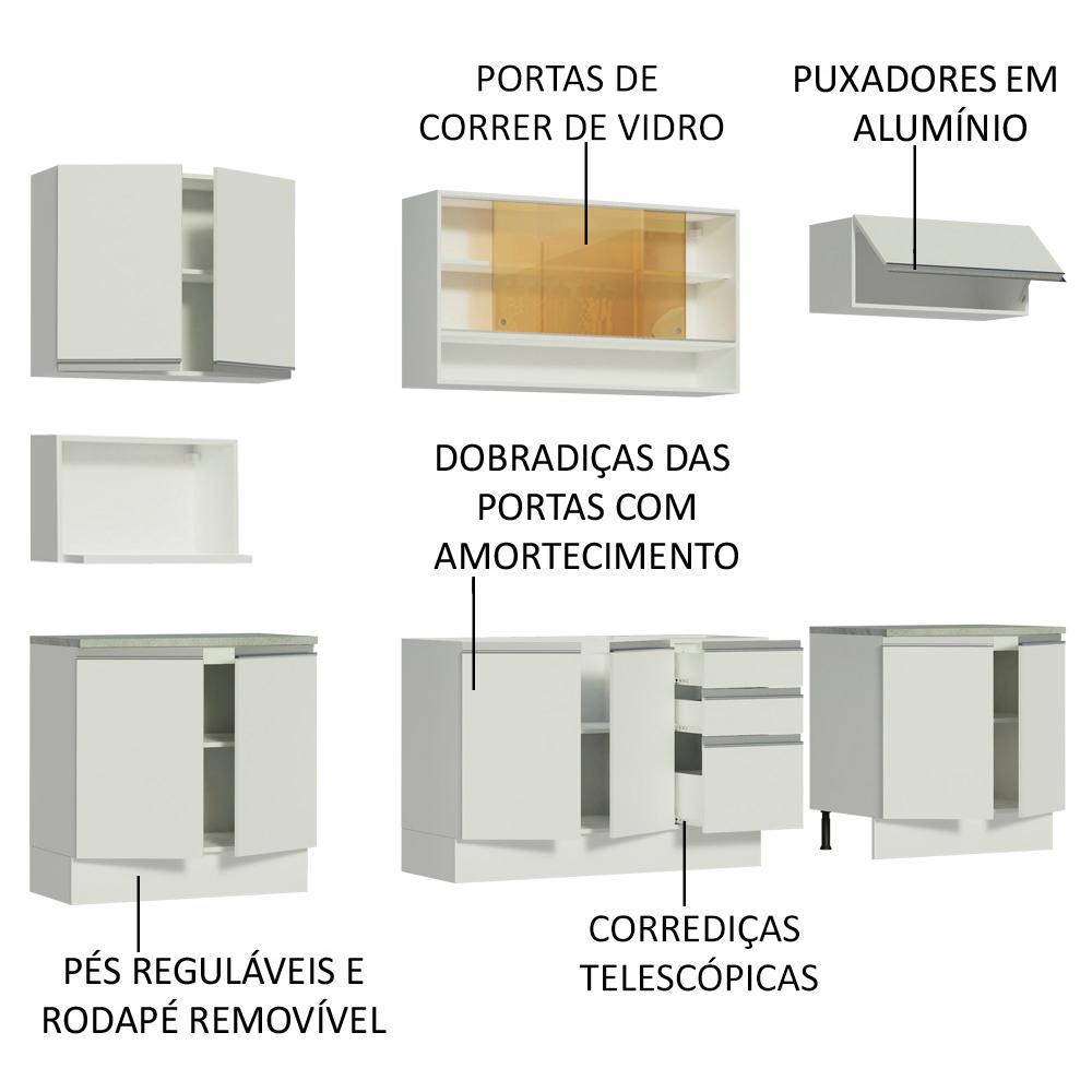 Cozinha Completa Madesa Genova com Armário e Balcão (Sem Tampo e Pia)