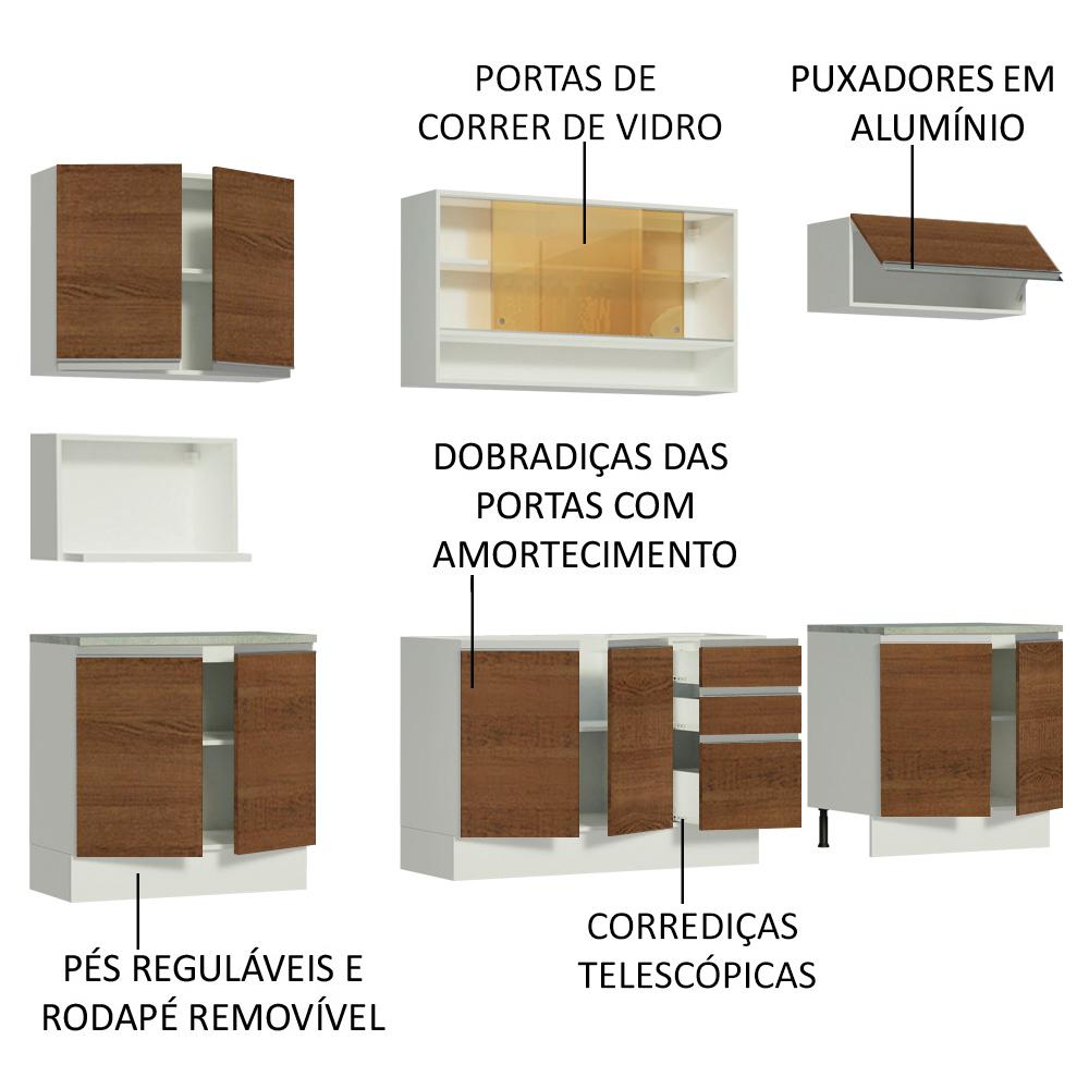 Cozinha Completa Madesa Genova com Armário e Balcão (Sem Tampo e Pia)