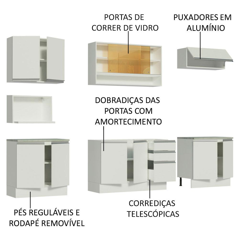 Cozinha Completa Madesa Genova com Armário e Balcão (Sem Tampo e Pia)
