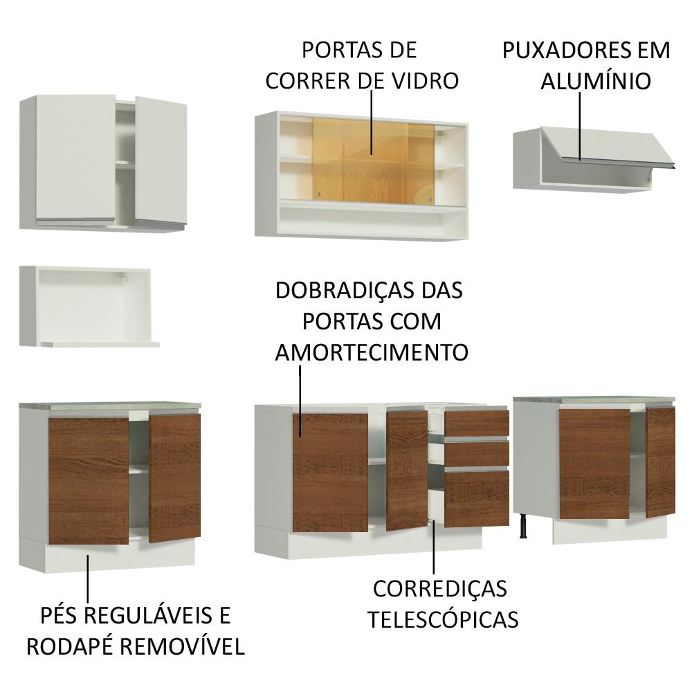 Cozinha Completa Madesa Genova com Armário e Balcão (Sem Tampo e Pia)