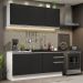 Cozinha Completa Madesa Glamy 180005 com Armário e Balcão (Sem Tampo e Pia) - Branco/Preto