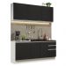 Cozinha Completa Madesa Glamy 180005 com Armário e Balcão (Sem Tampo e Pia) - Branco/Preto