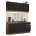 Cozinha Completa Madesa Glamy 180005 com Armário e Balcão (Sem Tampo e Pia) - Rustic/Preto