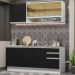 Cozinha Completa Madesa Glamy 180006 com Armário e Balcão (Sem Tampo e Pia) - Branco/Preto