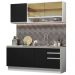 Cozinha Completa Madesa Glamy 180006 com Armário e Balcão (Sem Tampo e Pia) - Branco/Preto