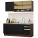 Cozinha Completa Madesa Glamy 180006 com Armário e Balcão (Sem Tampo e Pia) - Rustic/Preto